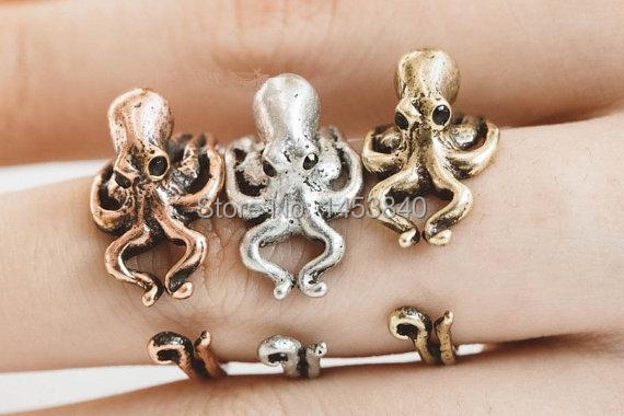 Големо на Нова Мода Октопод прстен,морски животни,прилагодливи прстени,гроздобер,подарок идеја 12pcs/многу