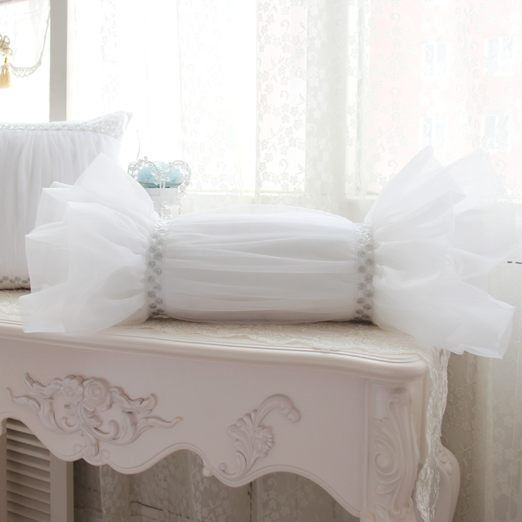 Спалната соба текстилни бела принцезата газа плоштадот перници чипка бонбони перница да се зајакнат paillette фрли перница свадба decortaion продажба