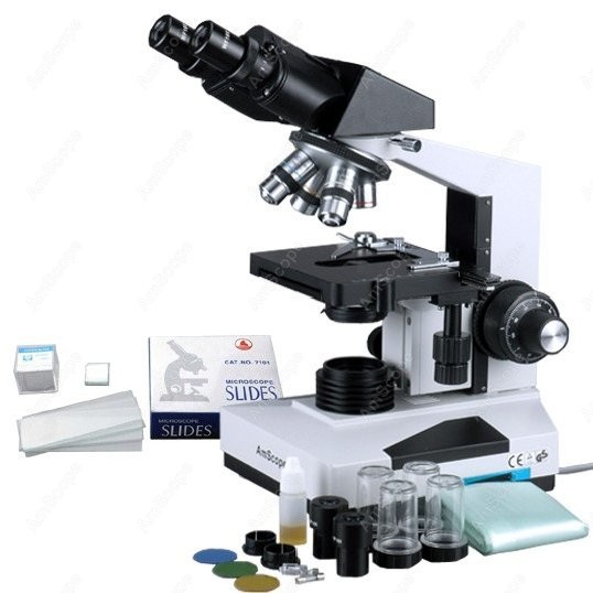 Професионални Биолошки Микроскоп--AmScope Материјали 1600x Професионални Биолошки Микроскоп + 50 Слајдови + 100 Coverslips