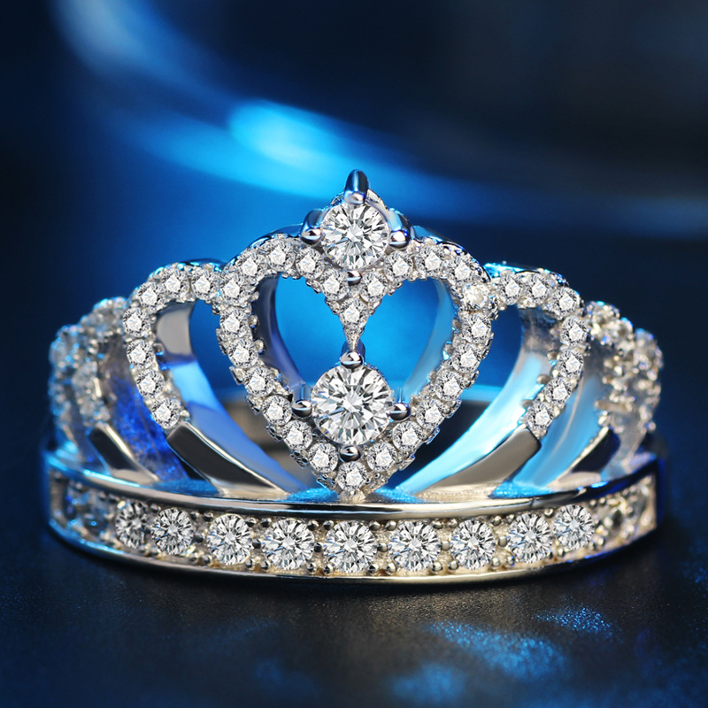 2017 Женски Круна прстен AAAAA Циркон Cz 925 Sterling Silver Ангажман свадба Бенд прстен за жените накит НИ Epackt слободен