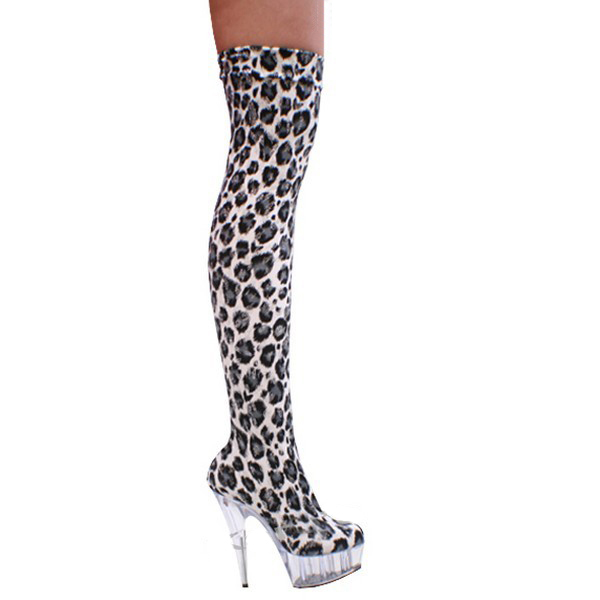 Есен женски чизми 15 см и набивање на дното жалба, леопард жито, високо со една вечер со тек на коленото челични цевки танцување чевли
