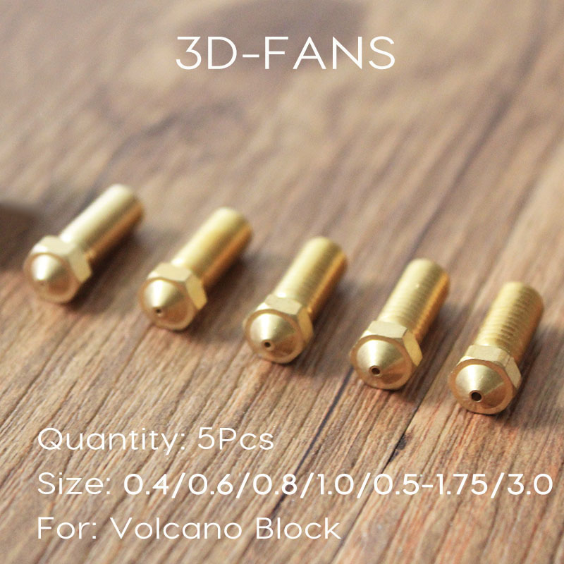 5Pcs Нов Вулкан 3D печатач Сите метални месинг E3D Продолжување екструдер млазницата 0.4/0.6/0.8/1.0/1.2 мм За 1.75/3мм