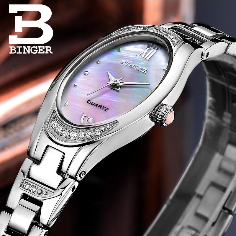 Швајцарија Binger жените часовници мода луксузен часовник кварц sapphire целосна нерѓосувачки челик рачни часовници Б-3022L