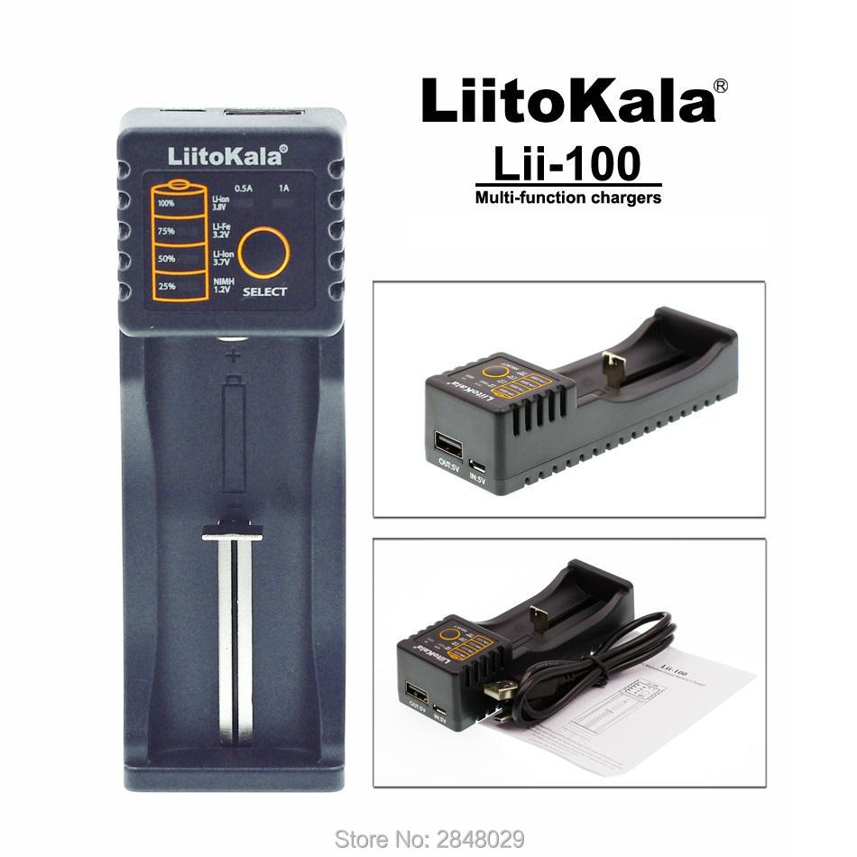 Liitokala Lii-100 1.2 3.7 3.2 3.85 На АА / AAA 18650 18350 26650 10440 14500 16340 25500 Литиум NiMH батерија паметен