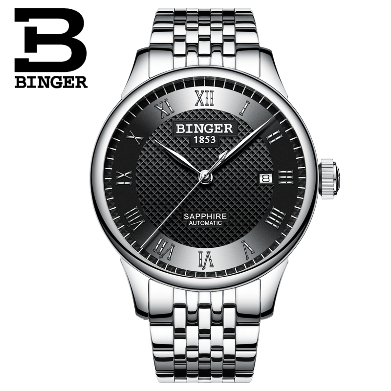Швајцарија BINGER часовници мажите луксузен бренд sapphire водоотпорен пливаат само-правец на автоматско ликвидација