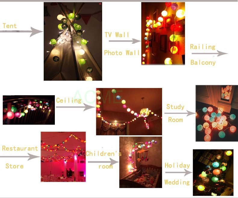 YIMIA 20/35 Памук Топки LED Гарланд String Светла Батеријата Напојува Лед Божиќ Светла Отворено Самовила Празник Светла