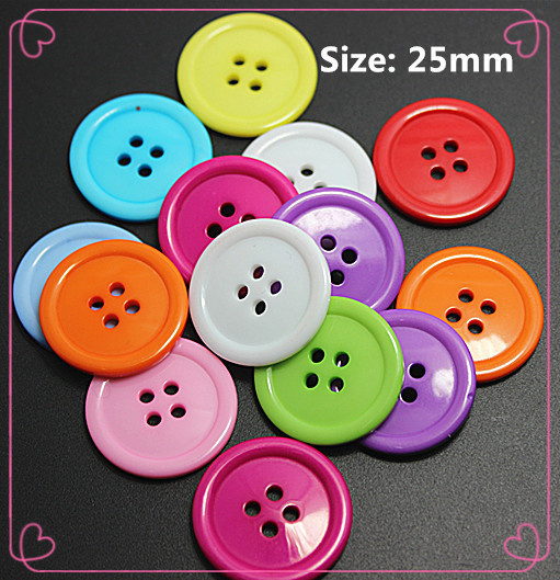 30PCS 25мм се меша бои круг flatback пластични копчиња 4 Дупки за Шиење деца Копчиња,SK001