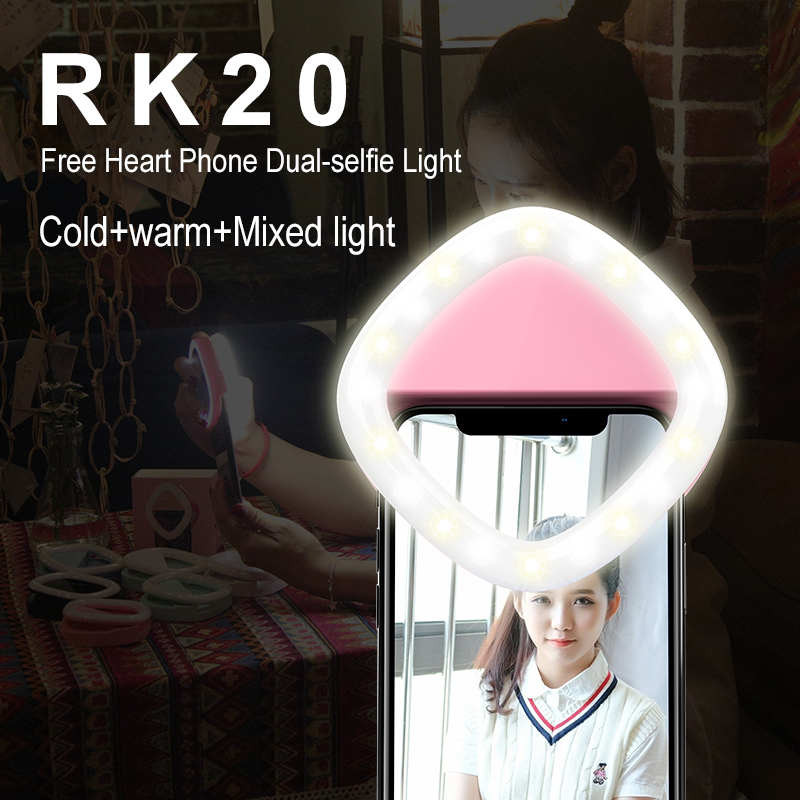 Dual-страна телефон LED selfie светне Блицот за Фотографија Прозрачна Ламба 3 Светлината Со USB Полнење за iPhone XIAOMI Телефон на клипот