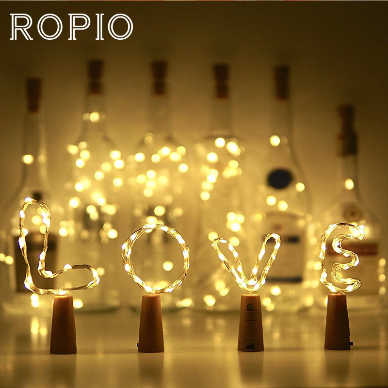 ROPIO 20 30 Led диоди String Светлина DIY Шише Вино Затка Бакарна Жица Самовила Светла За Свадба на Божиќ Декорација
