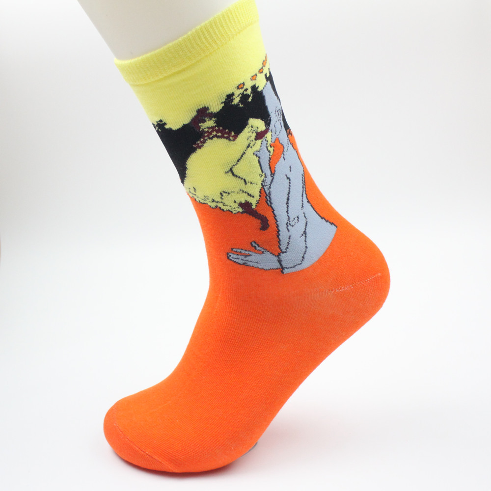 Есен, зима Мода Ретро Жените Нова Личност Уметност Van Gogh Mural Светски Познатата Слика Серија Машки Чорапи Масло Смешно