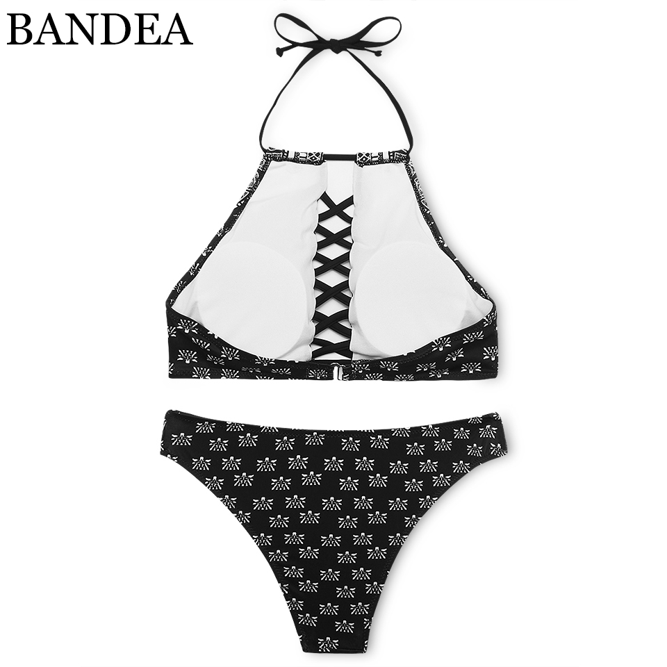 BANDEA 2018 секси жени костим за капење на брендот бикини поставите гроздобер печати бански поместена оглавник бикини