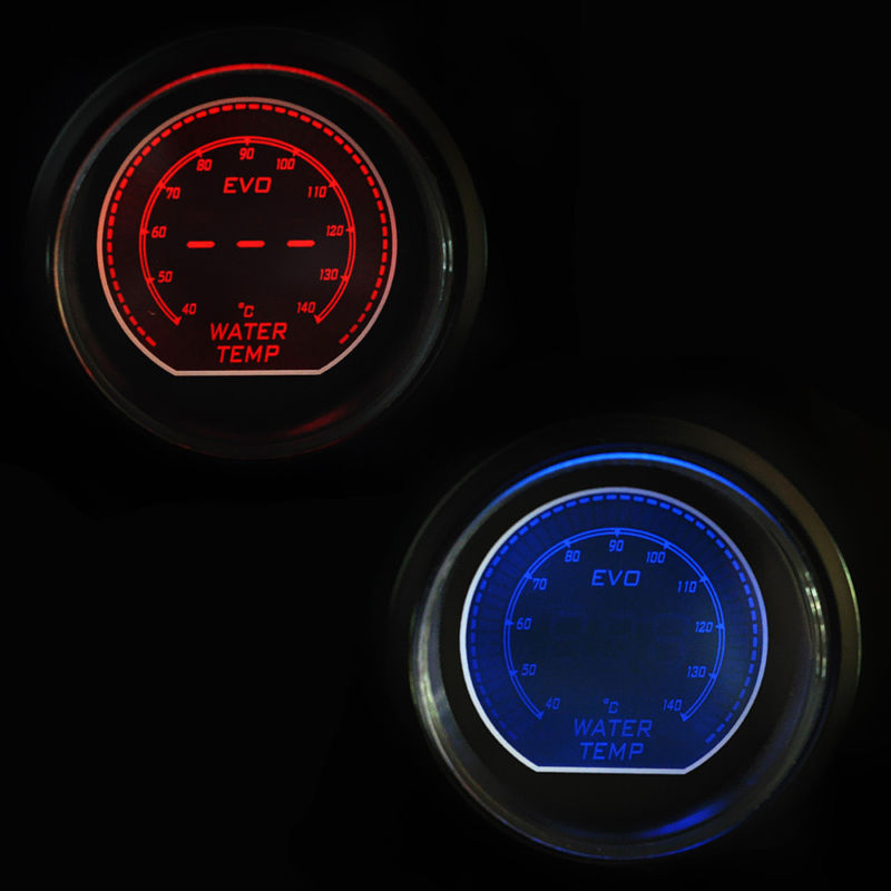 2 52mm Температура на Водата Мерач 12V Автомобил Сина Црвена LED Светло Багра Леќа Авто Дигитални Temp Метар + Мерач Под Планината Носителот на Универзал