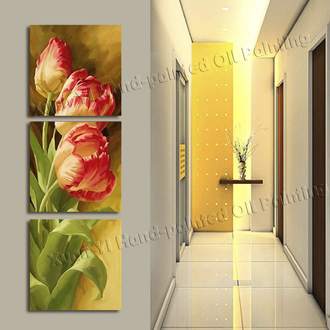 3 Панел Современи Печатени Лале Цвет Сликарство Слика Cuadros Цвеќиња Платно Ѕид Уметност Дома Декор За Дневна Соба Без