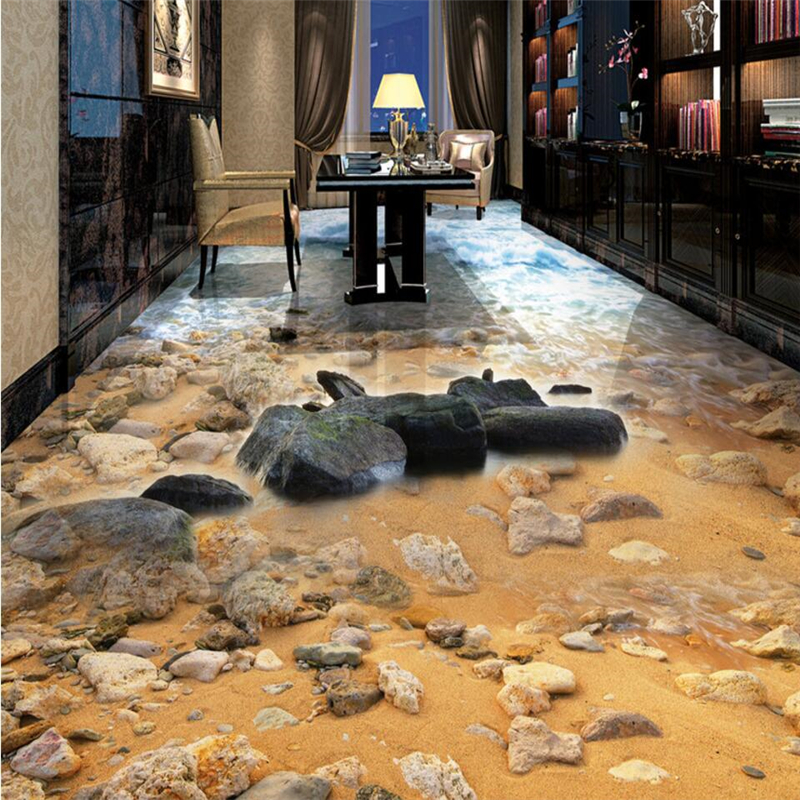 beibehang Крајбрежје песок, камен дневна соба и бања 3D кат сликарство обичај големи фреско пвц дебели носат отпорни