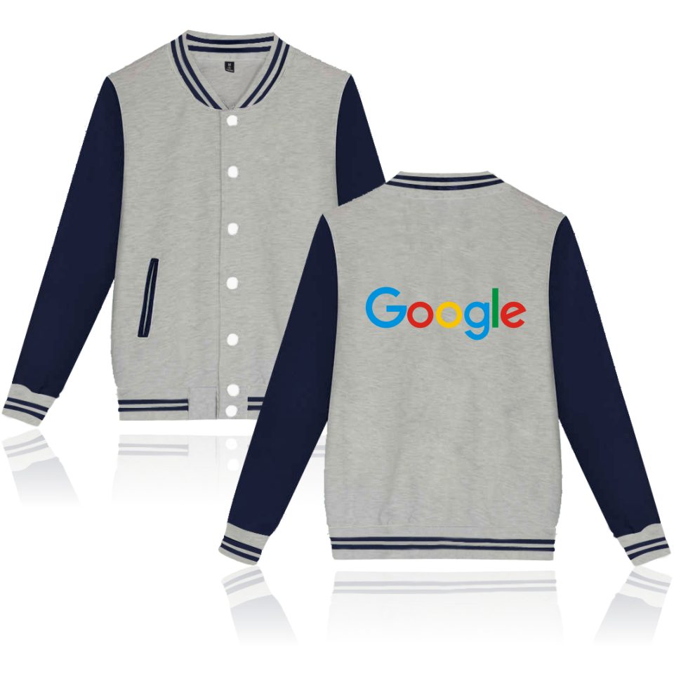 Google Јакна Секојдневен Google Облека Памук Google Печати Бејзбол Јакна Мода Google Логото Бејзбол Униформа