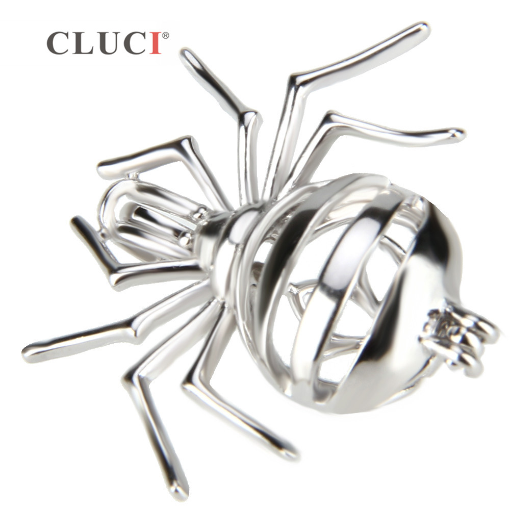 CLUCI парична казна накит ноќта на Вештерките шарм Spider кафез приврзоци 3pcs, вистински чиста 925 фунта сребрен ѓердан