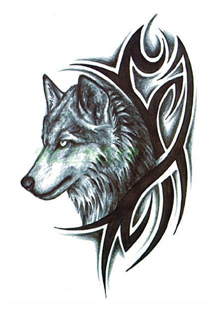 Водоотпорен Привремена Тетоважа Налепница свирепи волци тотем симбол на моќ, tatto налепници флеш tatoo лажни тетоважи