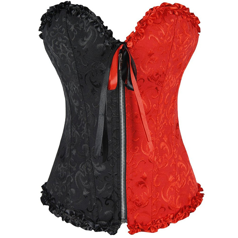 Жените Секси корсет steampunk готски облека корсети и bustiers Бурлеска слабеење Црна долна облека со црвена корсет