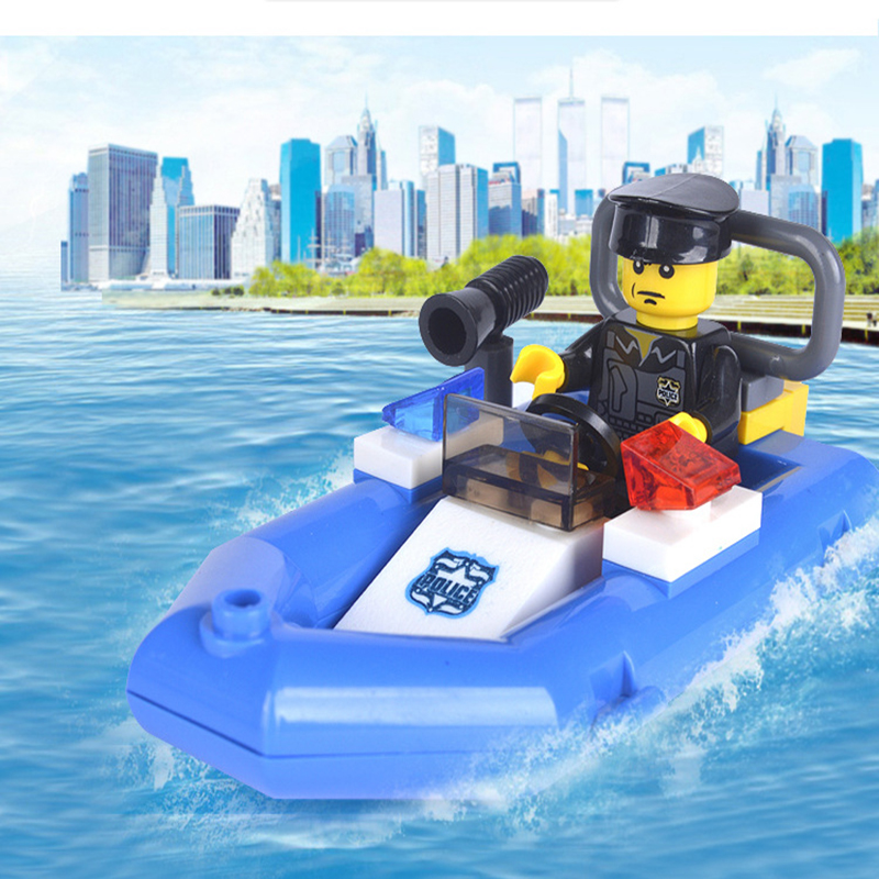 2 стилови на топла продажба на производи град полицијата, спасувачките чамци полициски автомобили собранието Градежни блокови воена играчка за деца подарок