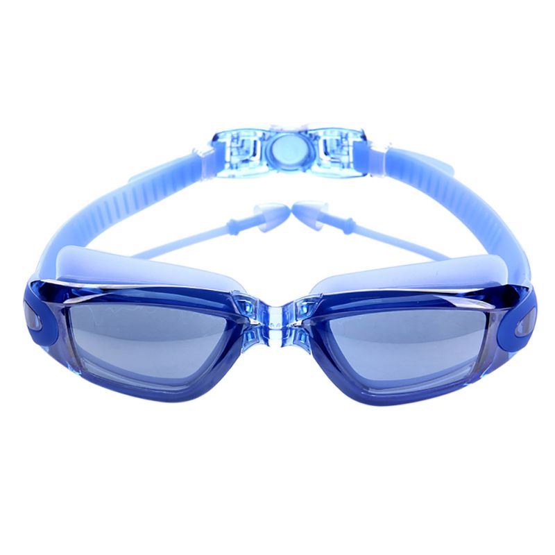 Про Силикони Водоотпорен Пливање Очила Анти-магла УВ Пливање Очила Со Earplug за Мажи Жени Спортови на Вода Eyewear