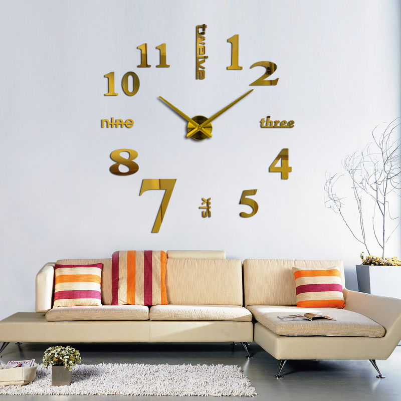 нова мода diy акрилик огледало ѕиден часовник европа 3d голема кварц види уште живот часовници дневна соба дома декорација налепници