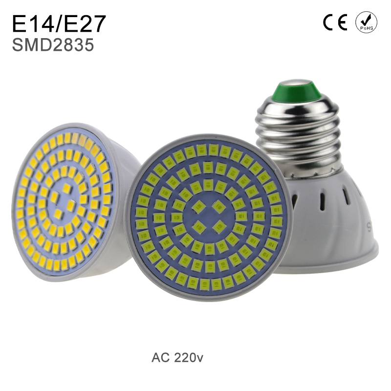 GU10 LED светлото на рефлекторите MR16 Пченка Светилки Сијалица, 220 v E27 led Светло E14 bombillas B22 SMD2835 48 60