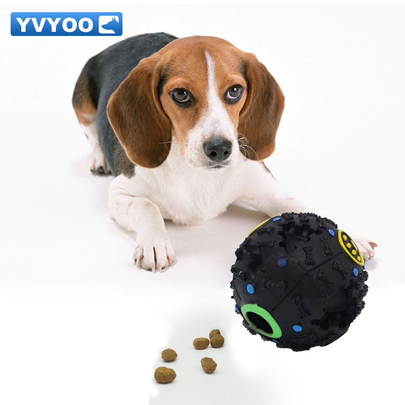 YVYOO 1 buc Миленичиња куче играчки Истекување храна топката 7.5 cm носат-отпорна Пластика Обука на Домашни миленици Опрема Phonate Црна топка D06