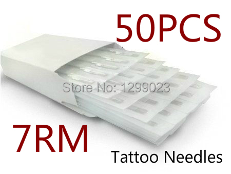 50PCS 7RM Претходна Направени за Еднократна употреба Sterilized Тетоважа Игли Круг Магнум Игли Нерѓосувачки Челик За тетоважа костец тетоважа совети