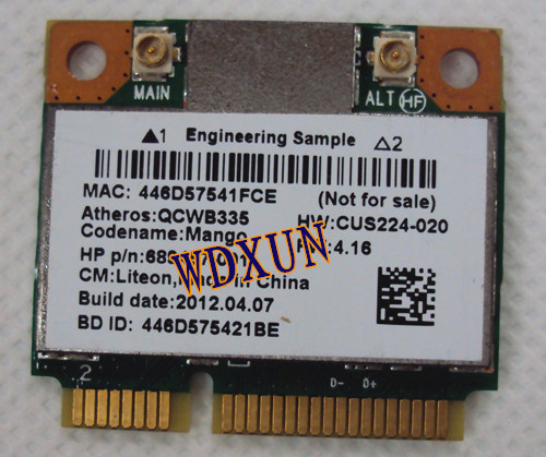 Atheros Qcwb335 Qca9565 Wifi Безжична Bluetooth Bt 4.0 Картичка 150mbps 689457-001 Внатрешни Pci-e мини-pcie 802.11 n