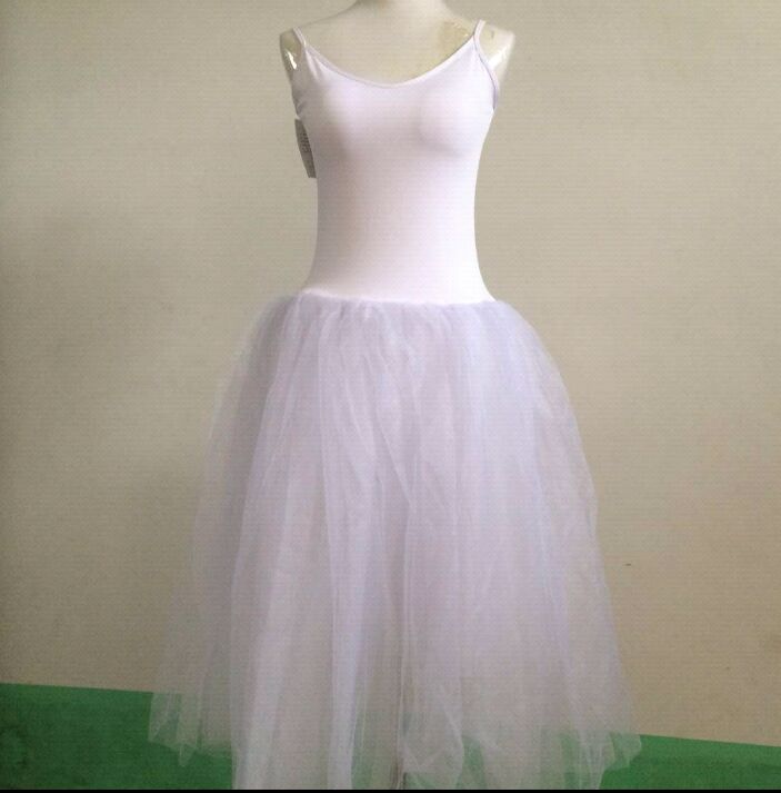 Возрасни Романтичен Балет Туту Проба Пракса Здолниште Swan Костим за Жените Долго Tulle се Облекуваат Бела розова црна