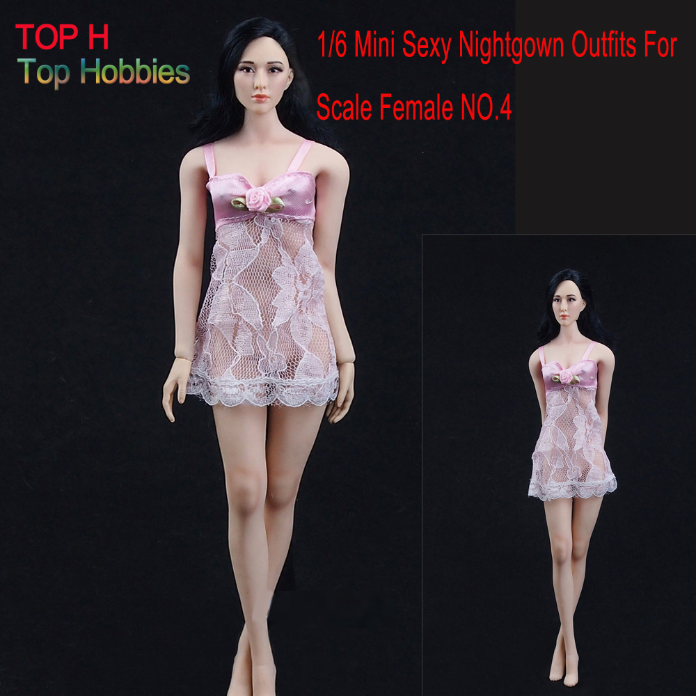 1/6 скала графикон кукла облека женски секси фустан, Здолниште за 12 Акција фигура Играчки додатоци Phicen 10 стилови Предиво проѕирен