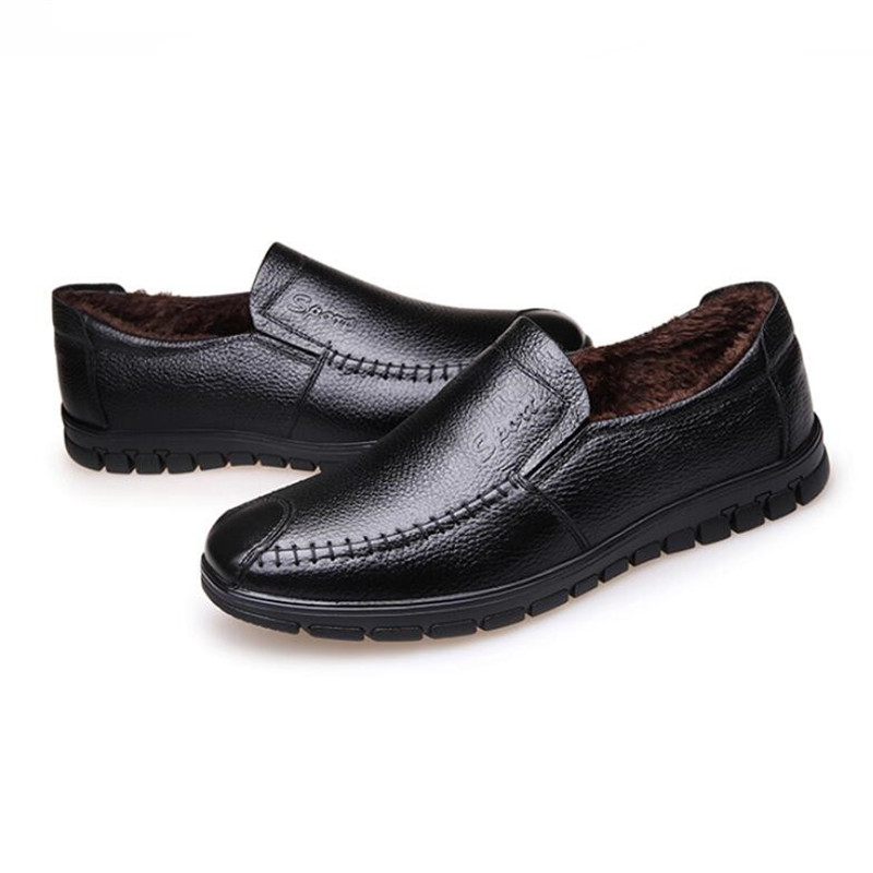 MEIL мажите зима мокасини Вистинска кожа секојдневен чевли на возење чевли се лизга на машки moccasins топло станови кафеави чизми мажи