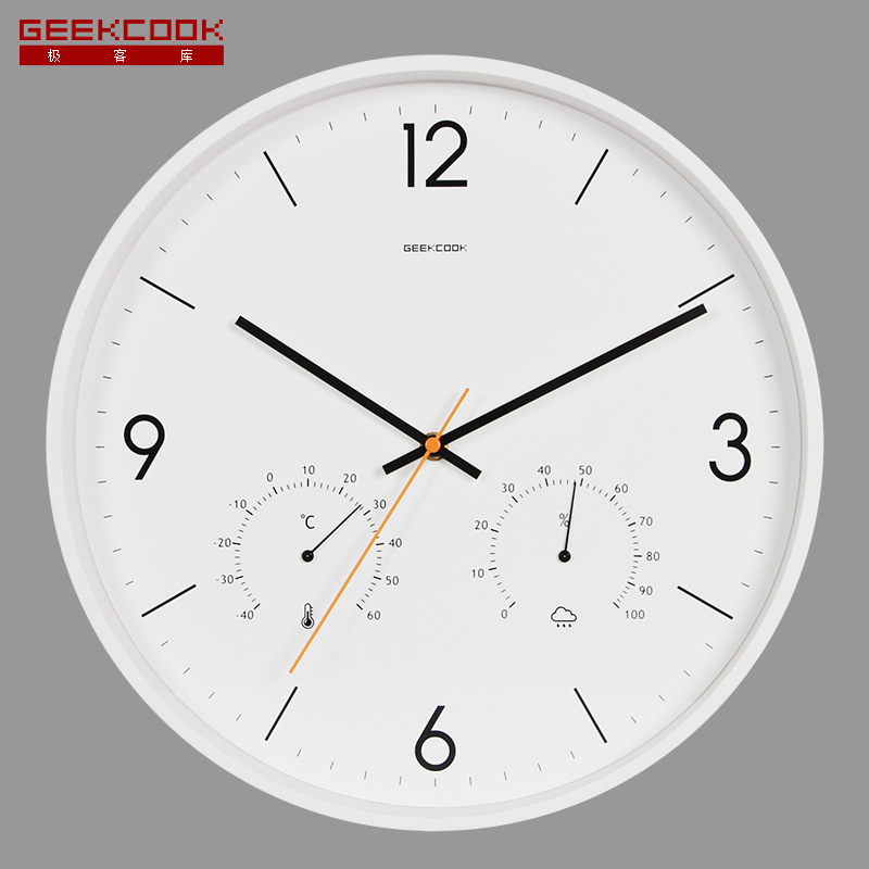 Geekcool Бренд 14 инчи Мулти-функција за Исклучување на креативните молчи дневна соба Кварц ѕиден часовник Круг Модерна дома декор Big clock