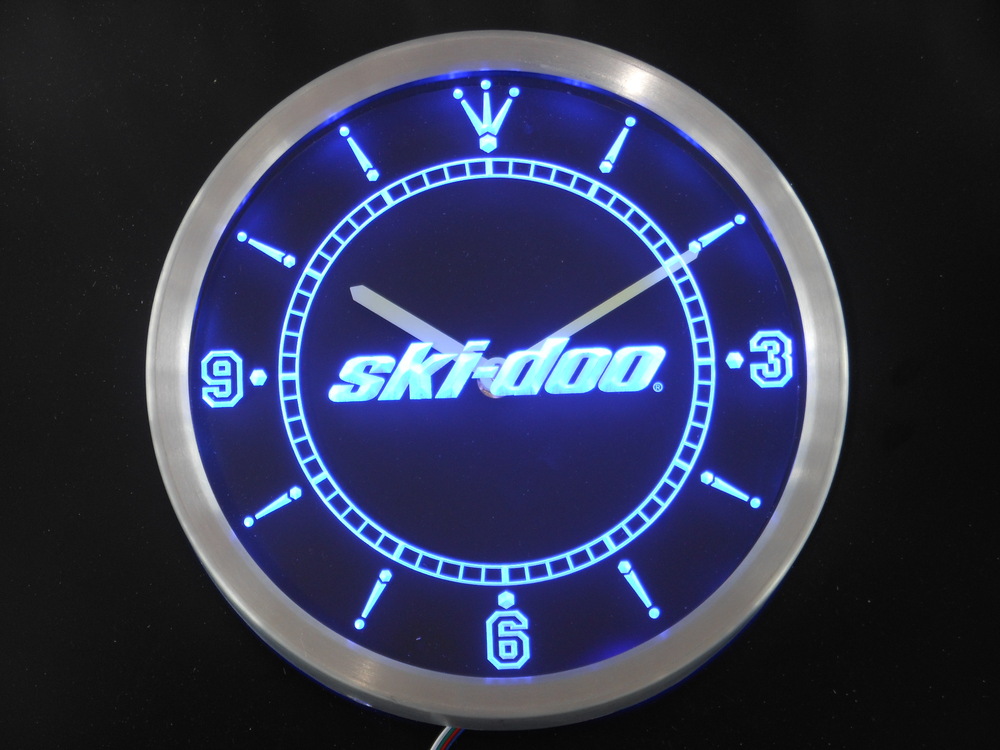 nc0174 ски-doo Моторни Неонски Знак LED Ѕиден Часовник