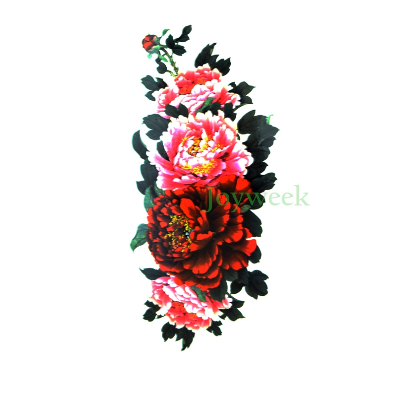 Водоотпорен Привремена Тетоважа Налепница темно црвени, розови peony цвеќе на жените е телото уметност tatto налепници
