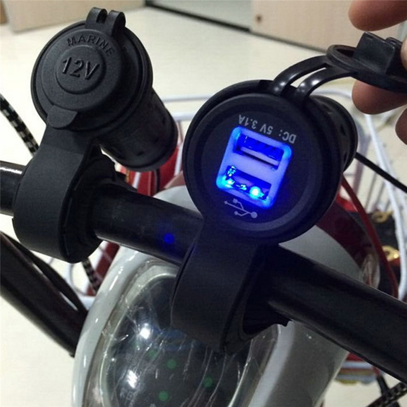 12V-24V Водоотпорен Мотоцикл Полначот Мото Handlebar Полнење преку USB Приклучок Моќ Конектор за Адаптер со 60см Жица