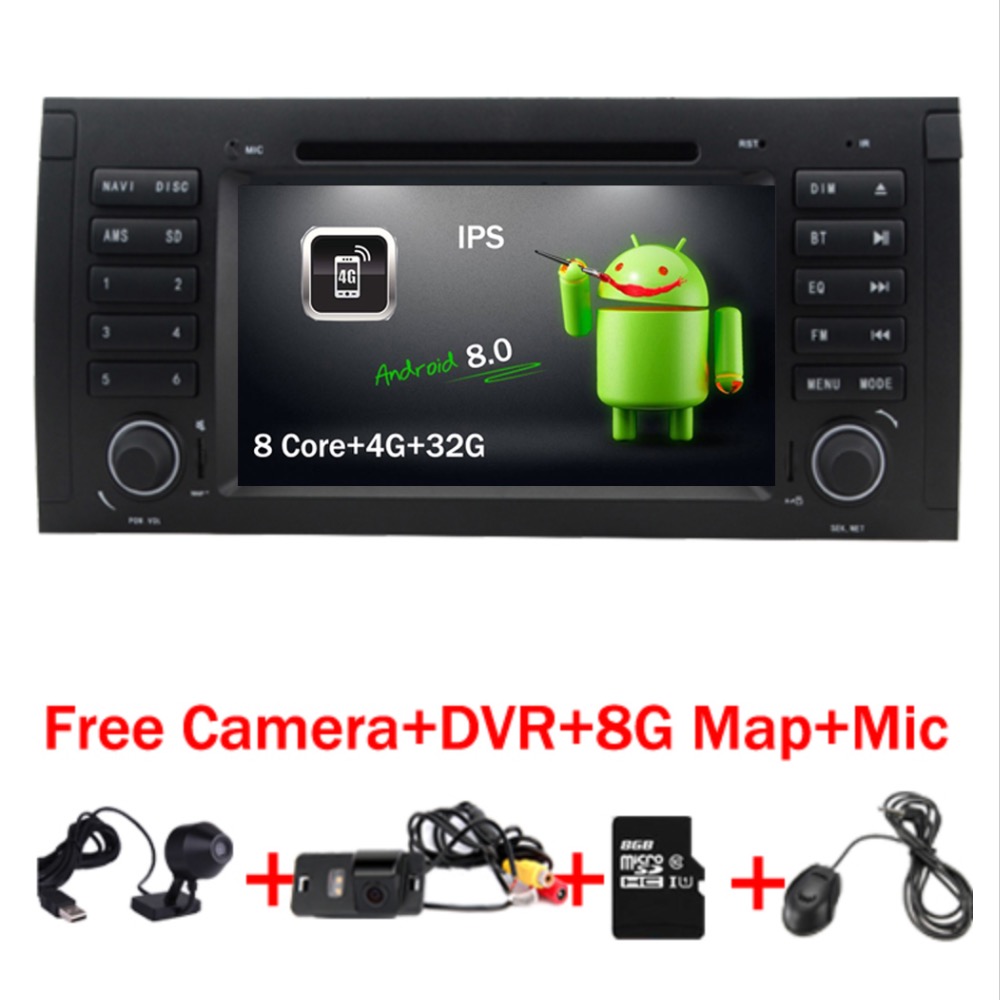 Андроид 8.0 Автомобил DVD Плеер За BMW E39 Андроид dvd Навигација E53 Х5 8 Основни Bluetooth 4G WIFI 4GB RAM меморија, 32GB ROM Слободни Камера+DVR
