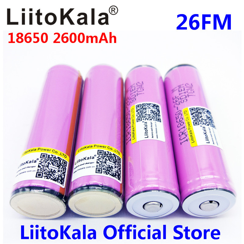 LiitoKala за samsung 18650 2600mah батеријата icr18650-26fm првично 3.7 V 2500mah батерија за фенерче