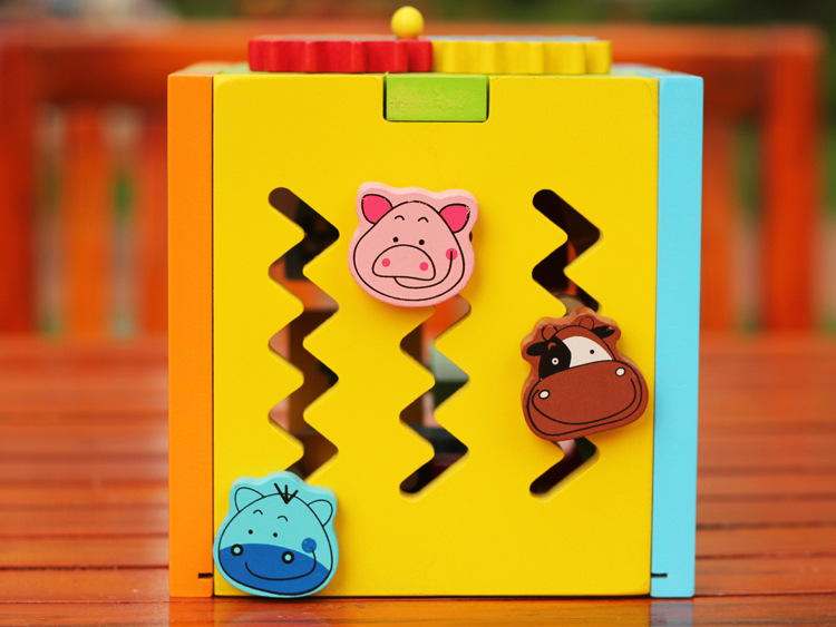 бебе дрвени мулти функција Интелигенција кутија блокови / деца дете цртан филм соберат блок со возило на животните едукативни