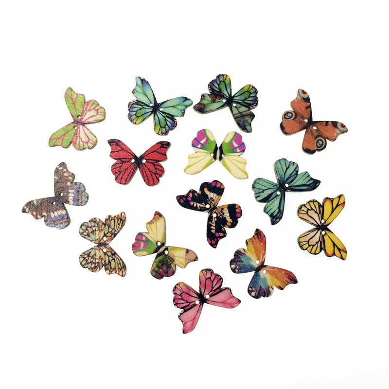 50Pcs Пеперутка DIY Дрвени Копчиња За Облека, Украсни Копчиња Scrapbooking Прибор за Шиење Занает Материјали трговија