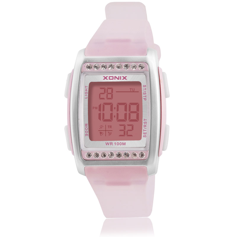 XONIX Мода Дигитални рачни часовници Жените Кристал СТП Ремени Секојдневен Облека на Жените Види Кристално Зголеми reloje mujer montre femme
