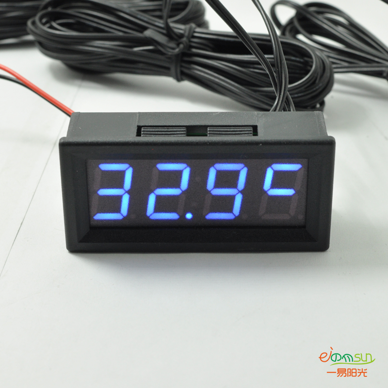 LED CarThermometerVoltmeterAutoIndooroutdoortermometrotemperaturevoltage Метар Часовник со црвена боја,двојно temperature1.5m+3m