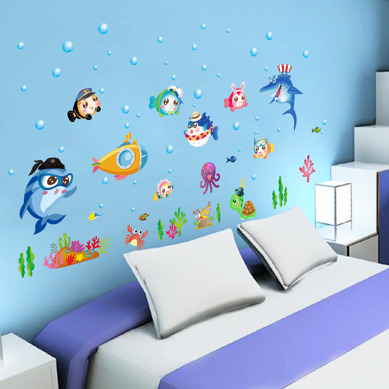Zs Налепница 42 х 140 см цртан филм риба ѕид налепници бања дома декор за детска соба ѕид налепница