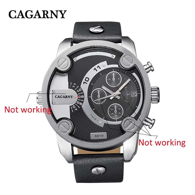 Мажите се Види Кварц Луксузни CAGARNY Часовници Мажите Класичен Датум Кожа Машки рачен часовник Часовник Човек Спортски Часовници Relogio Masculino