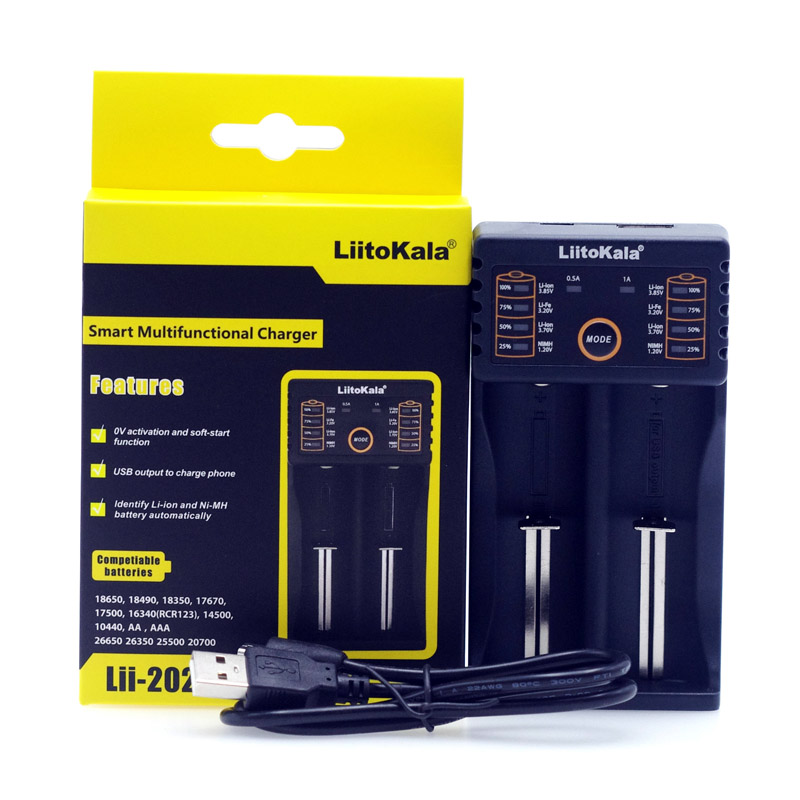2018 LiitoKala Lii-202 5V plug 18650 Полначот LCD дисплеј Тест 18350 Батерија 18650 26650 10440 14500 18500 АА ААА Батерија