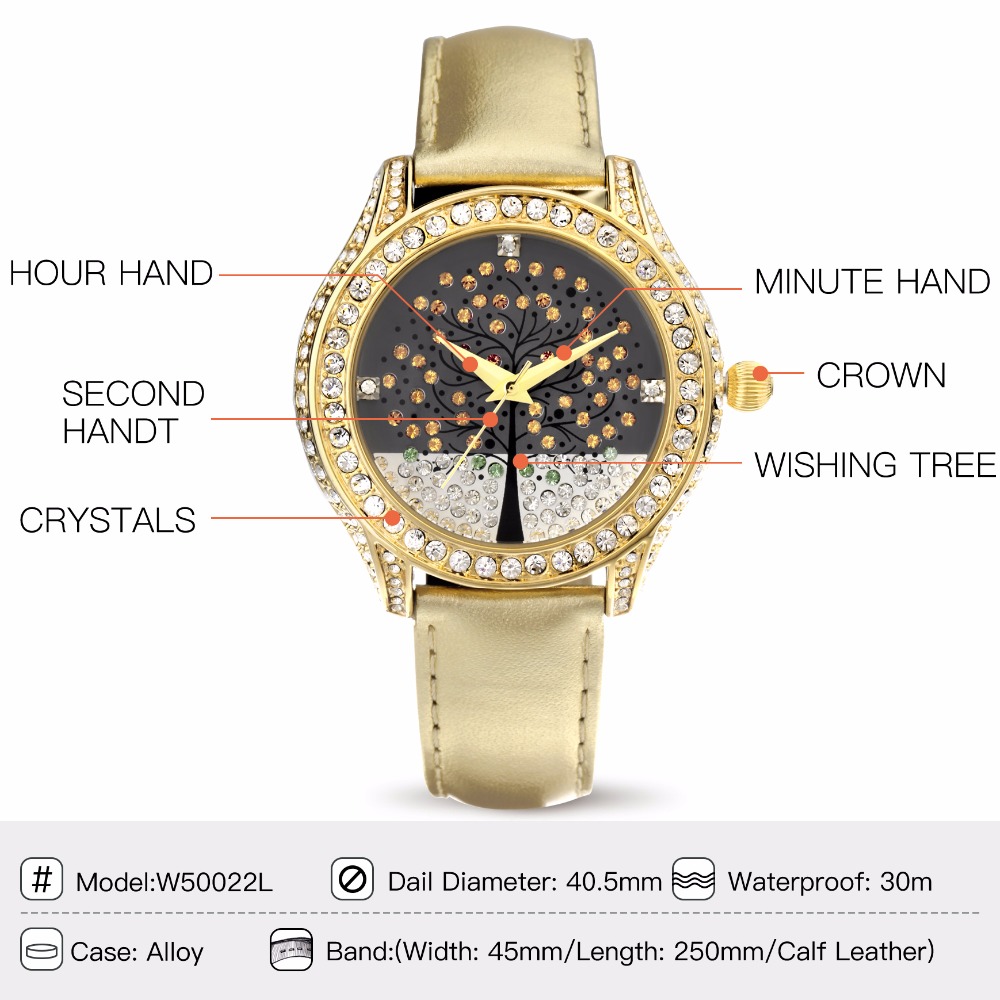 Time100 Жените Види луксузни Часовници Кварц Кристал кои Сакаат Дрво Дами водоотпорен Кожа за на Рака рачен часовник relogio feminino