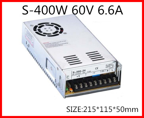 S-400-60 400W 60V 6.6 Единствен Излез Префрлување напојување за LED Лента светлина AC-DC