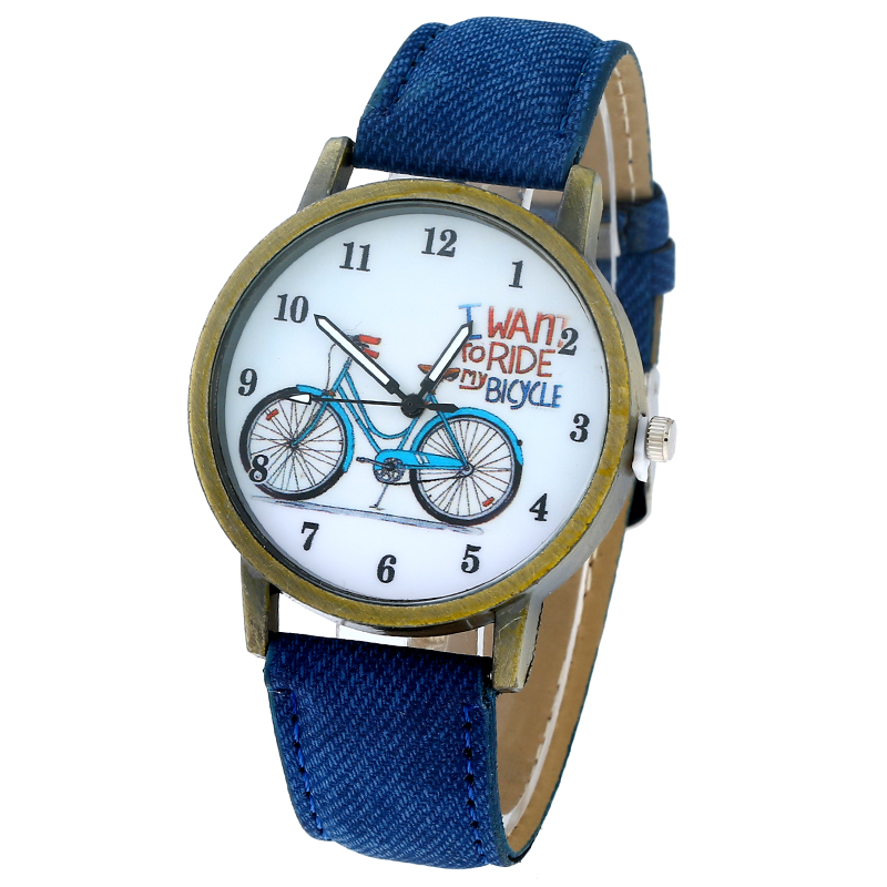 Gnova Platinum Жените Види секојдневен фустан рачен часовник сини фармерки велосипед СТП Кожа reloj дама подарок мода Женева стил A926