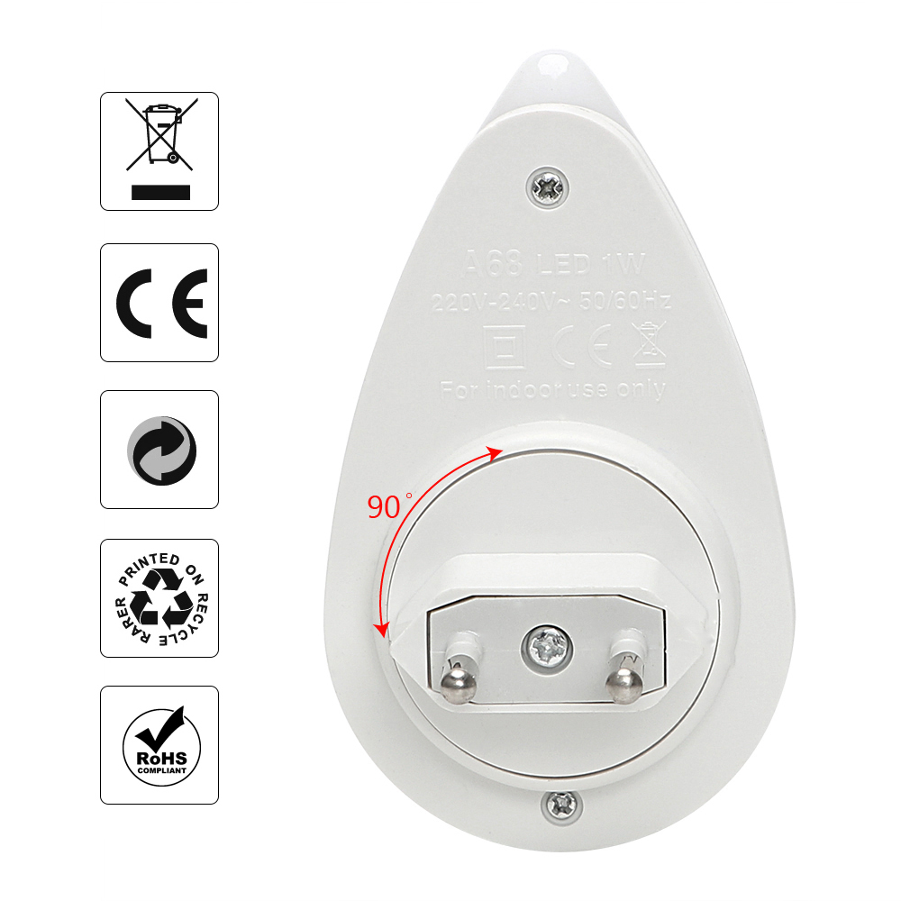 ITimo на 90-Степен Ротација Smart Light Sensor капките Вода ЕУ Plug LED Ноќ Светлина За Деца Спалната соба Ѕиден Штекер Светилка
