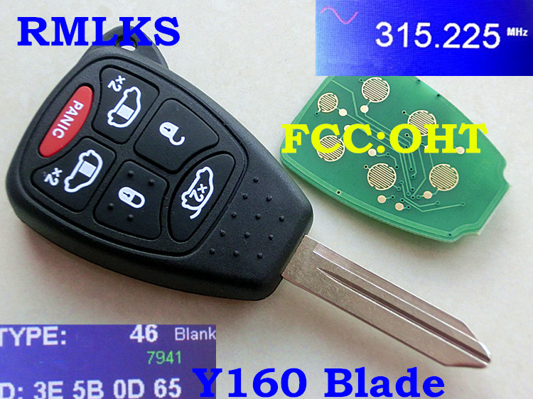 RMLKS Замена Keyless Далечинскиот Клуч Фоб 6 Копчето PCF7941 Чип 315MHz 433MHz За Chrysler За DODGE Гранд Караван FCC OHT M3N